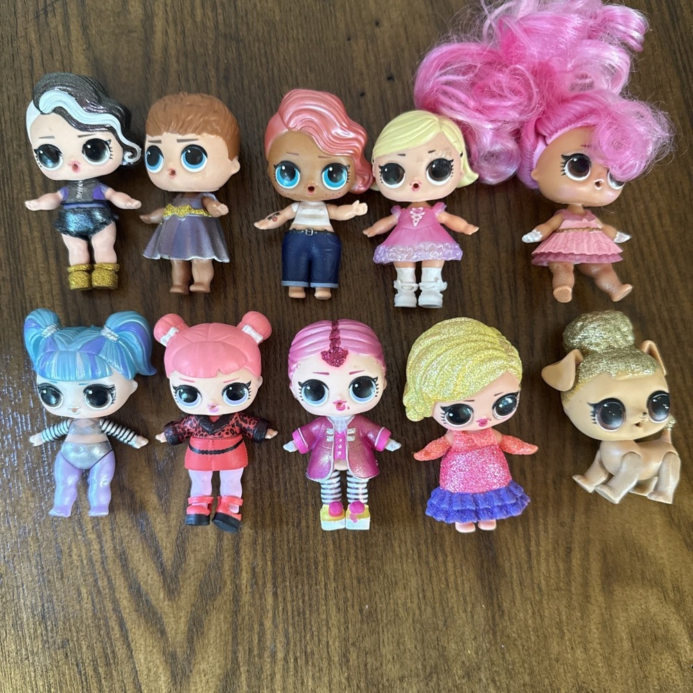 MGA LOL Surprise Doll Mini Fashion Dolls Lot of 9 Girls 1 Dog 3" Removable Tops